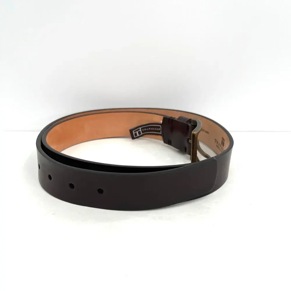 Trafalgar Ashton genuine Italian leather square buckle men’s brown tobacco belt